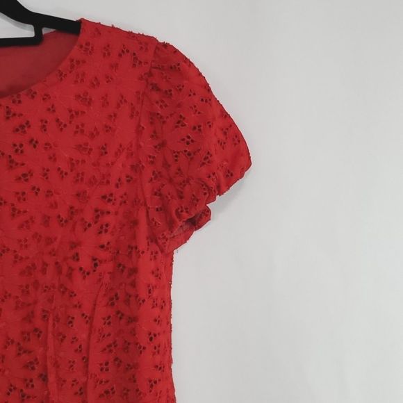 LAFAYETTE 148 Red Eyelet Dress (D318) - Picture 5 of 10